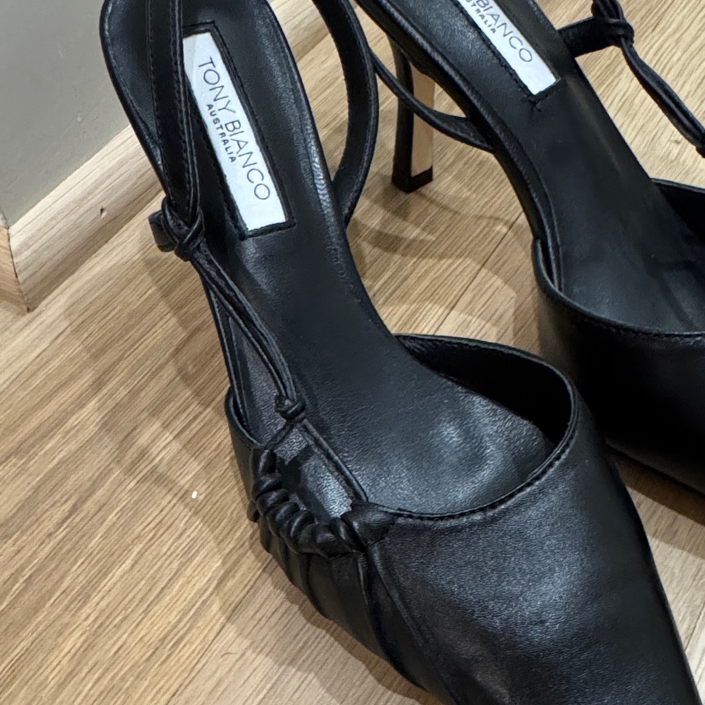 Tony Bianco Sleek Black Slingback Heels - Picture 2 of 3